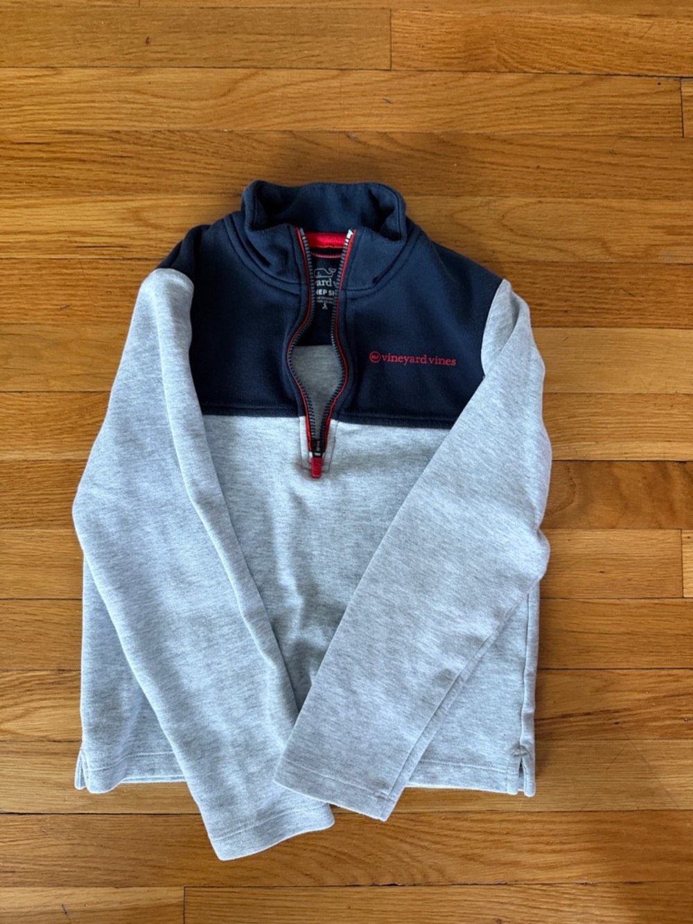 Vineyard Vines kids Navy & Light Gray Quarter-Zip Pullover